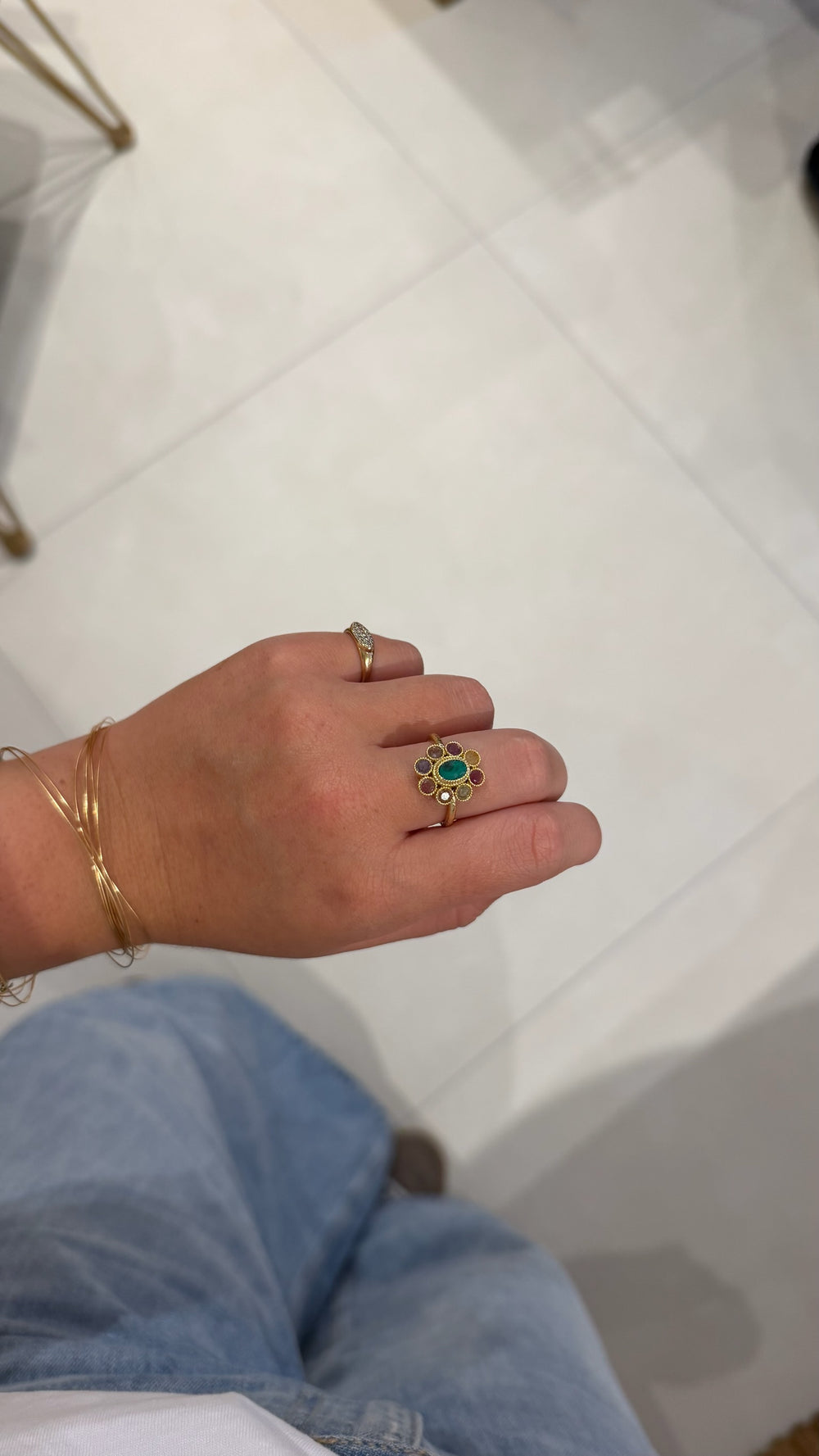Bague fleur tourmaline