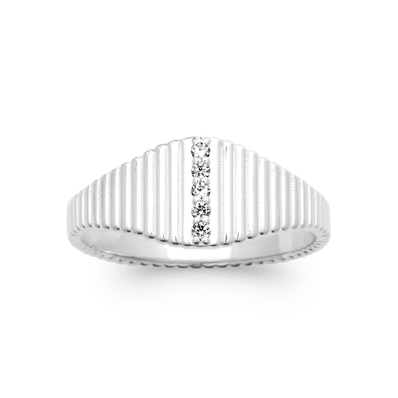 Chevalière stria argent