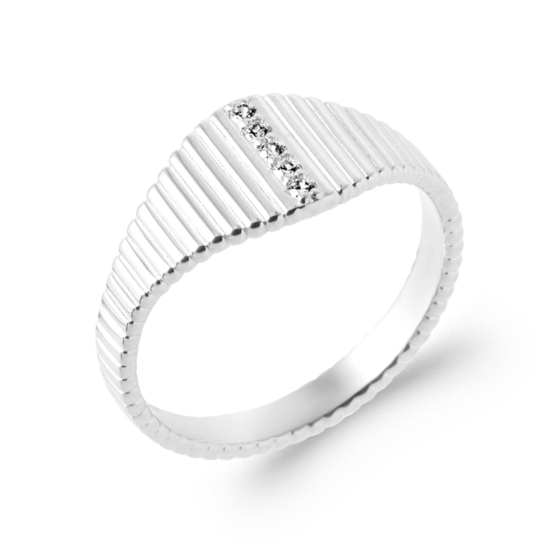 Chevalière stria argent
