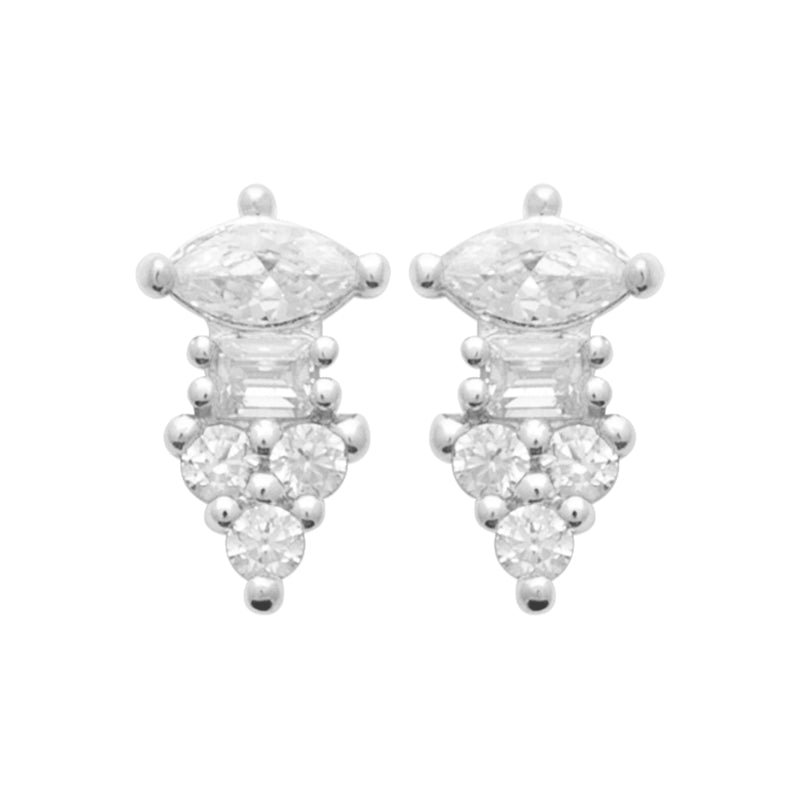 Puces strass argent
