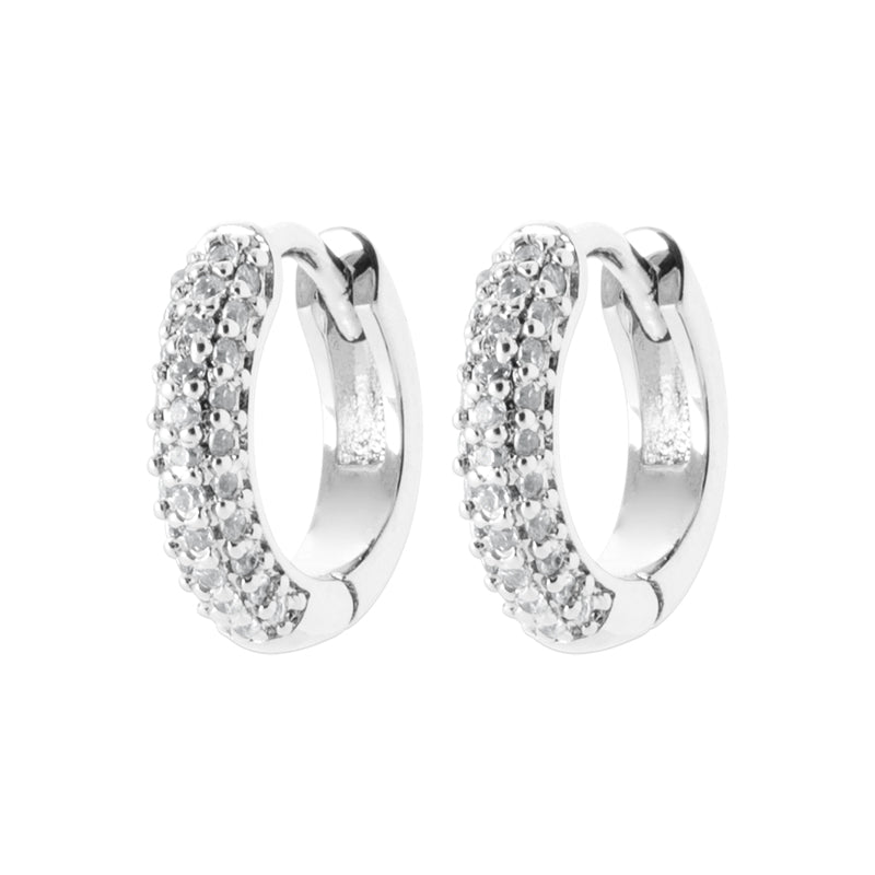 Créoles large strass argent