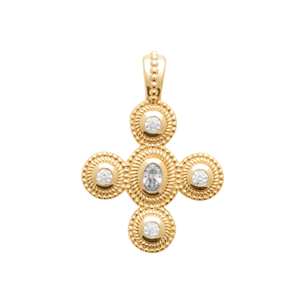 Pendentif croix strass plaqué or
