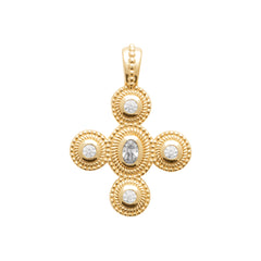 Pendentif croix strass plaqué or