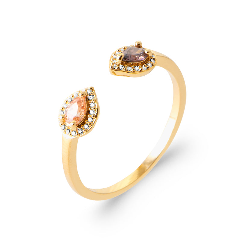 Bague double zia violet et pêche