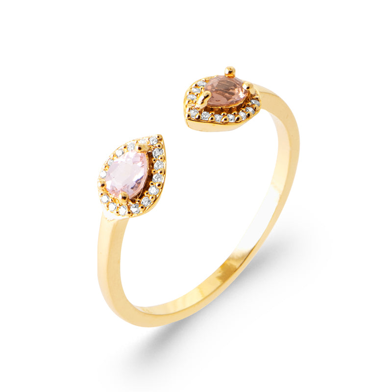Bague double zia rose pâle et bronze