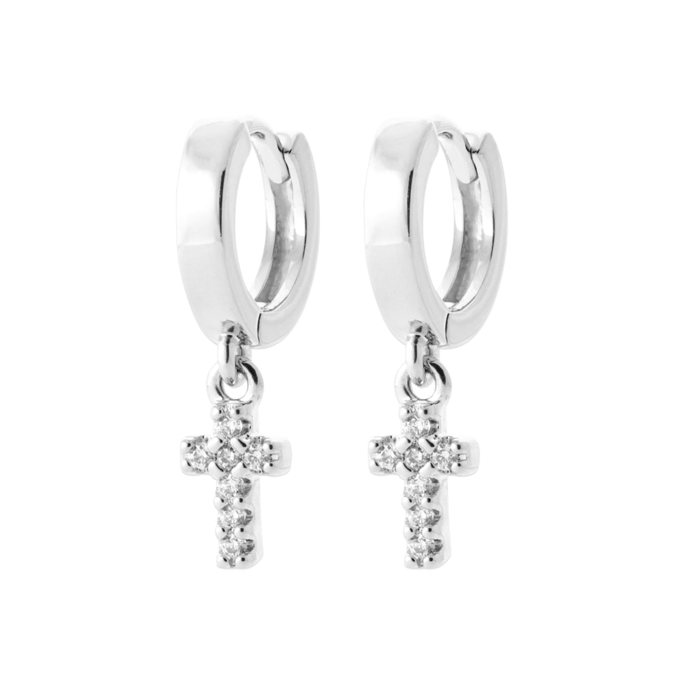 Créoles croix mini argent