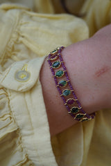 Bracelet Double rose et vert