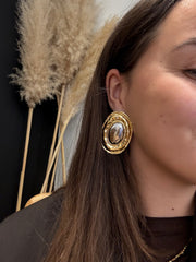 Boucles d’oreilles ovale bicolore