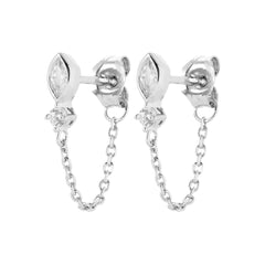 Boucles d’oreilles Zia chaîne argenté