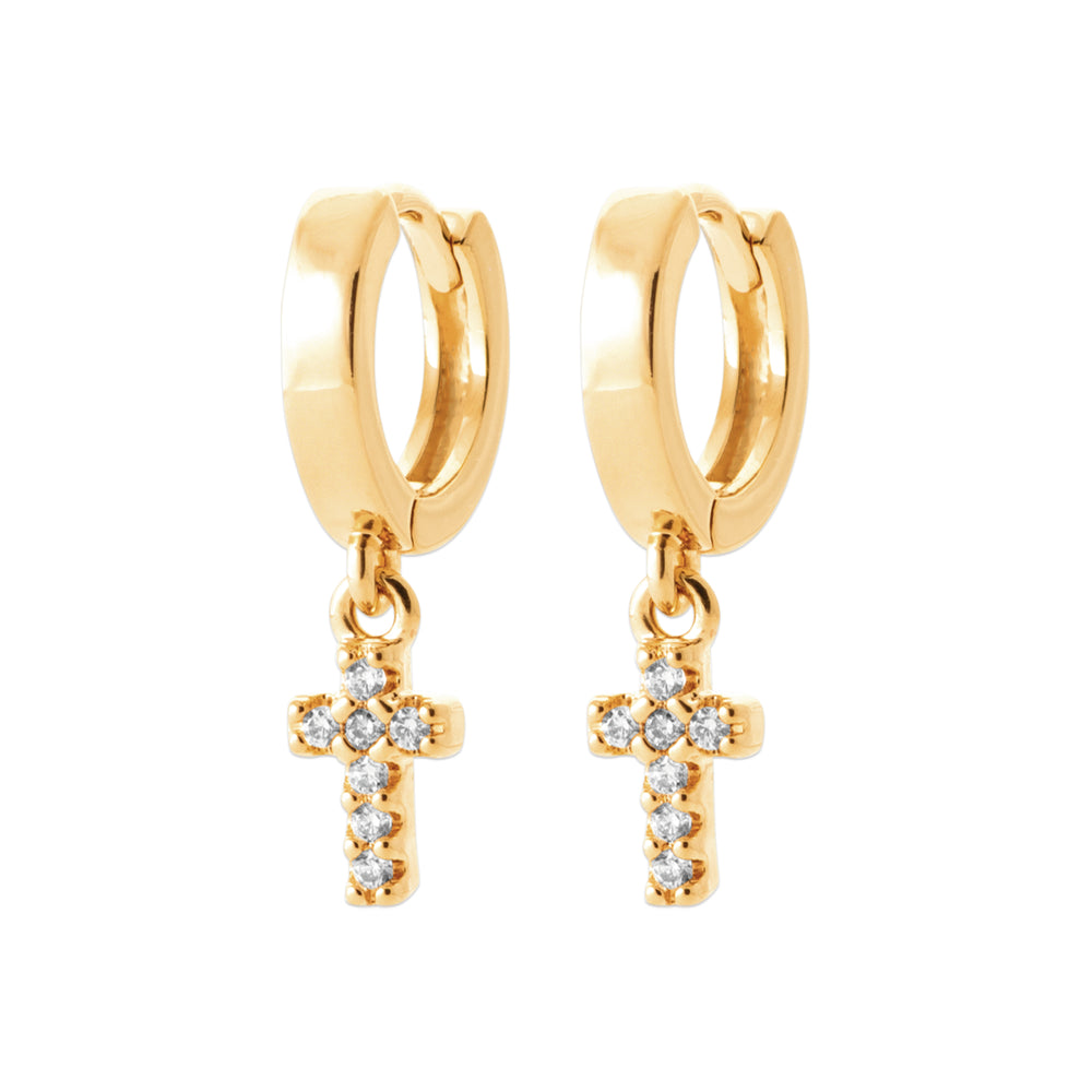 Créoles croix strass mini