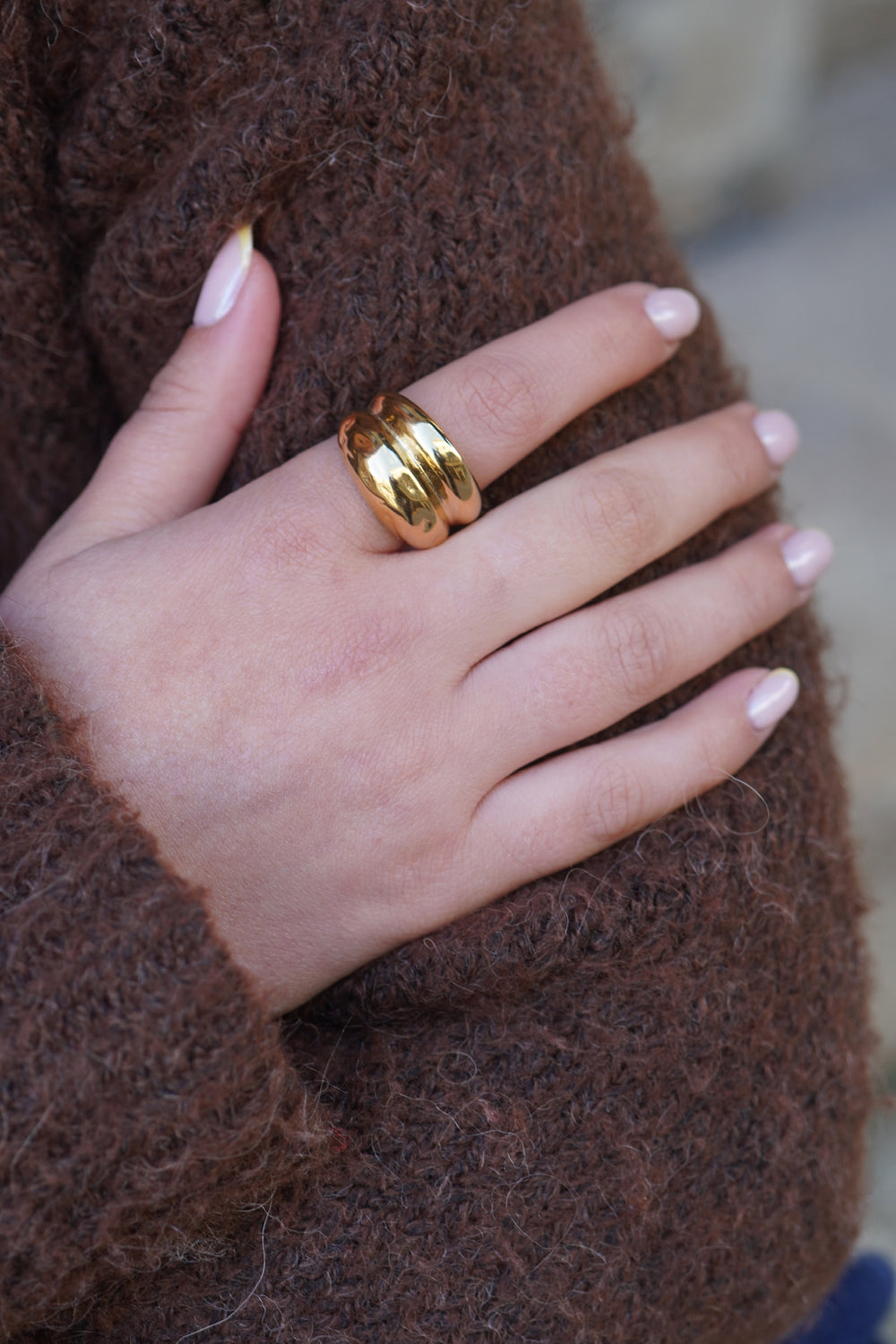 Bague daria double martelée