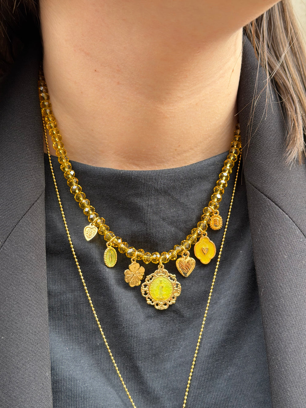 Collier Jova Jaune et Rose