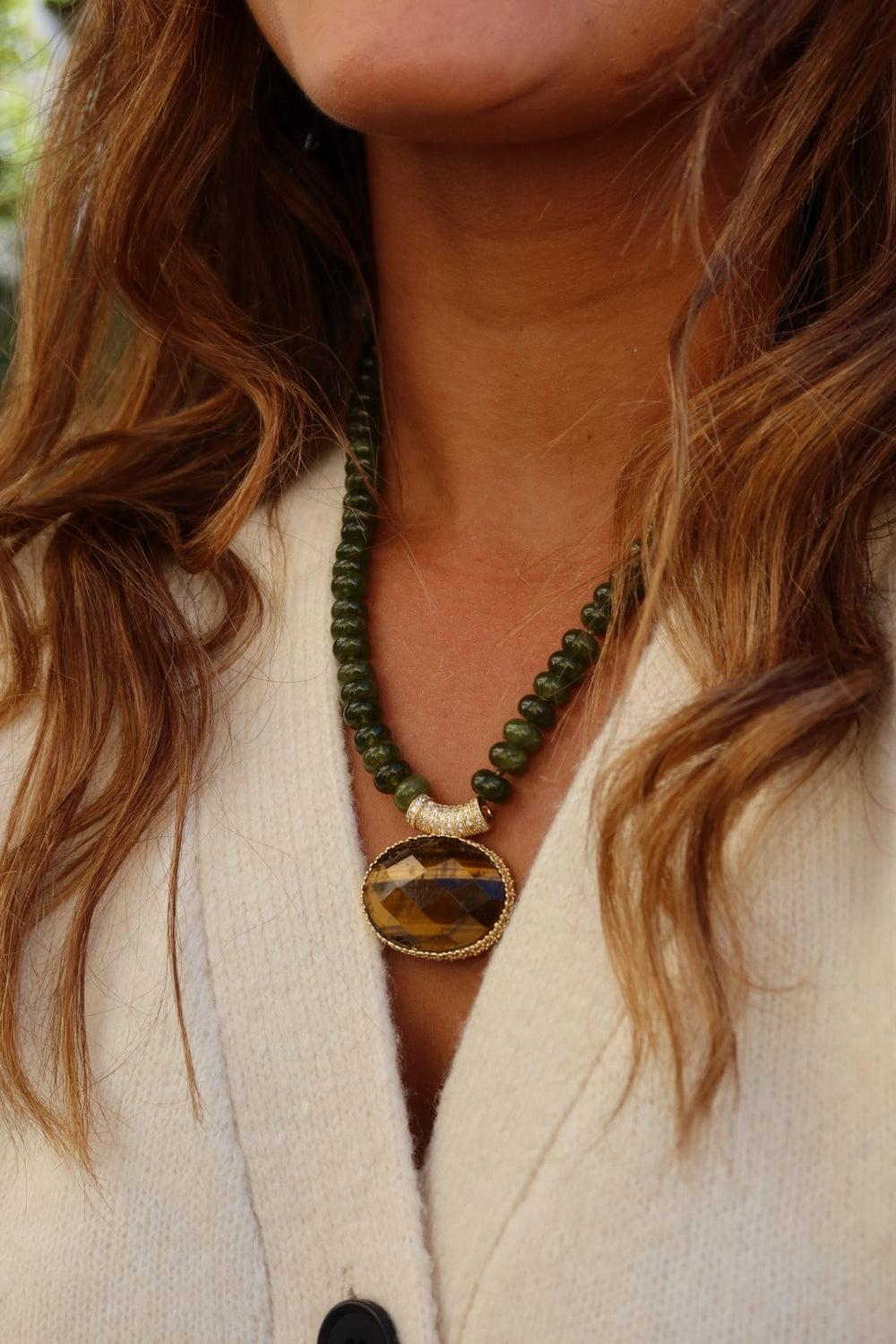 Collier Ana kaki et marron