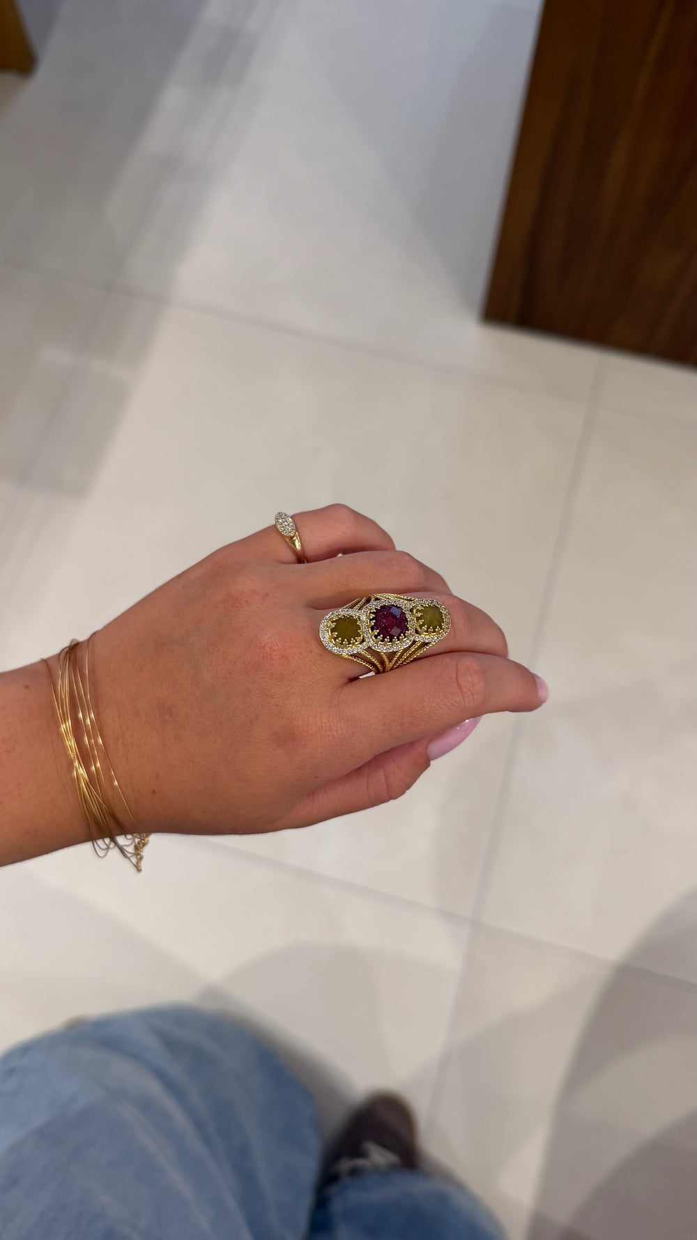 Bague Otalia verte et bordeaux