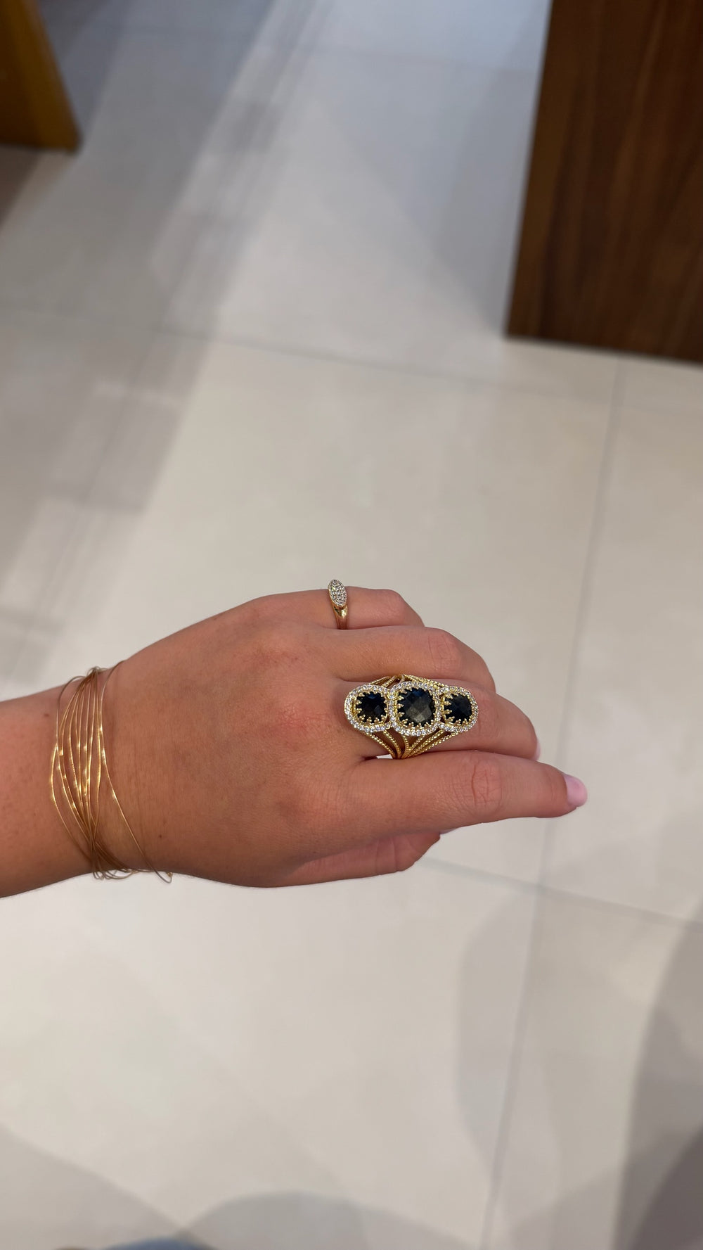 Bague Otalia obsidienne doré
