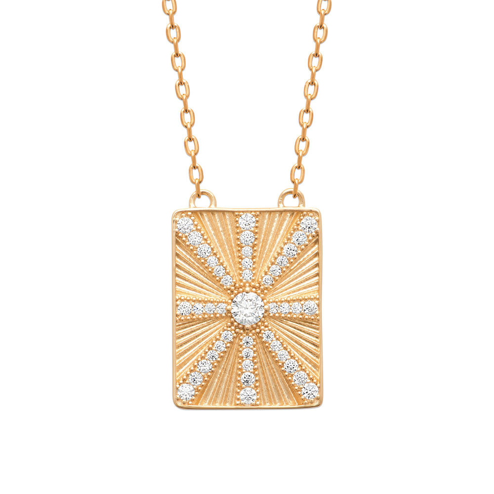 Collier rectangle plaqué or