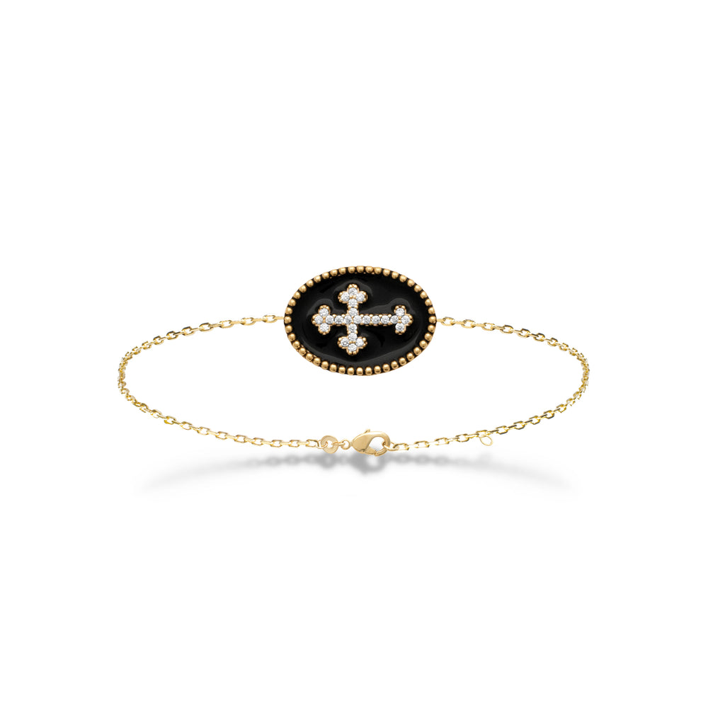 Bracelet croix noire strass