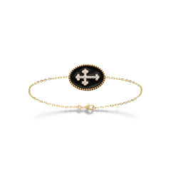Bracelet croix noire strass