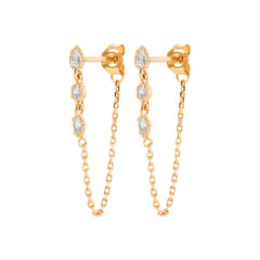 Boucles d’oreilles 3 strass et chaîne