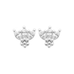Puces lotus strass argent