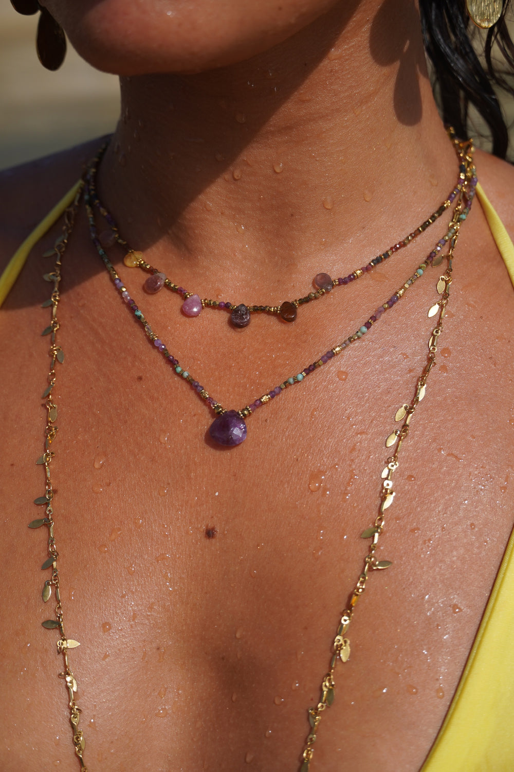 Collier Lise goutte violette