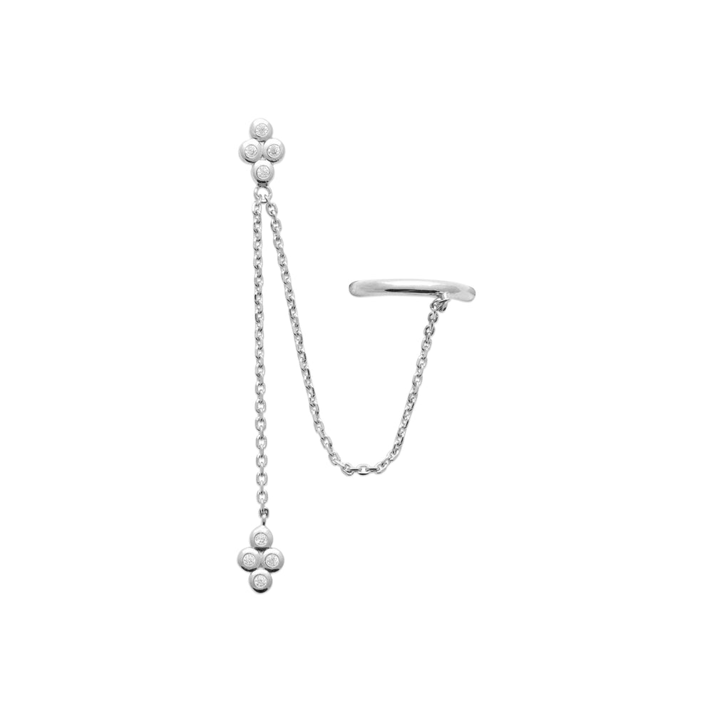 Mono boucle chaîne strass argent