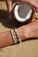 Bracelet double turquoise et ocre
