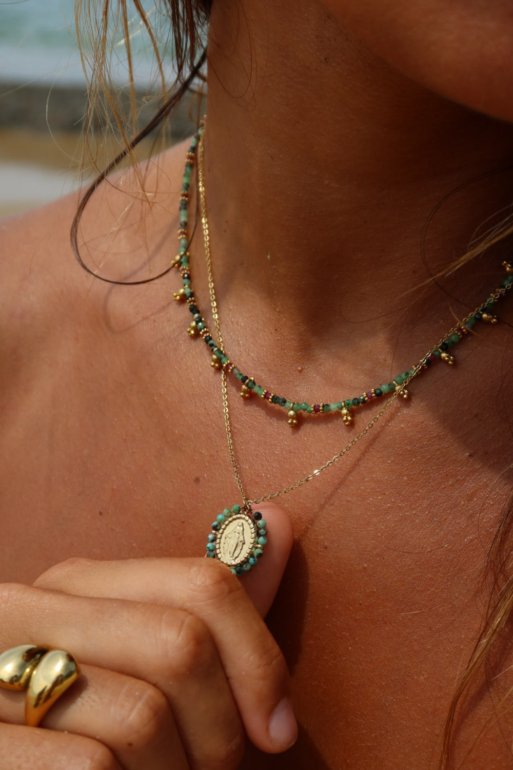 Collier madone turquoise