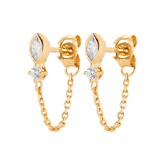 Boucles d’oreilles chaîne strass