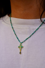 Collier Croix turquoise