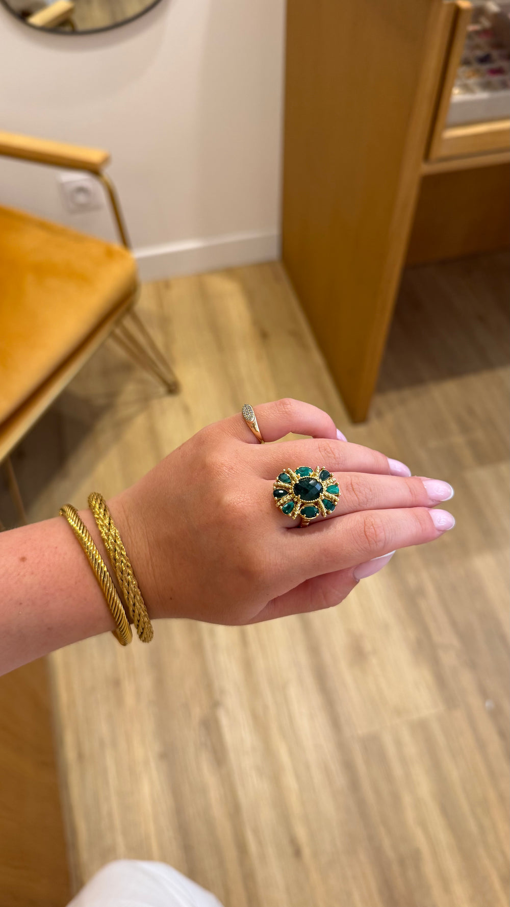 Bague Amia Malachite/Agate mousse