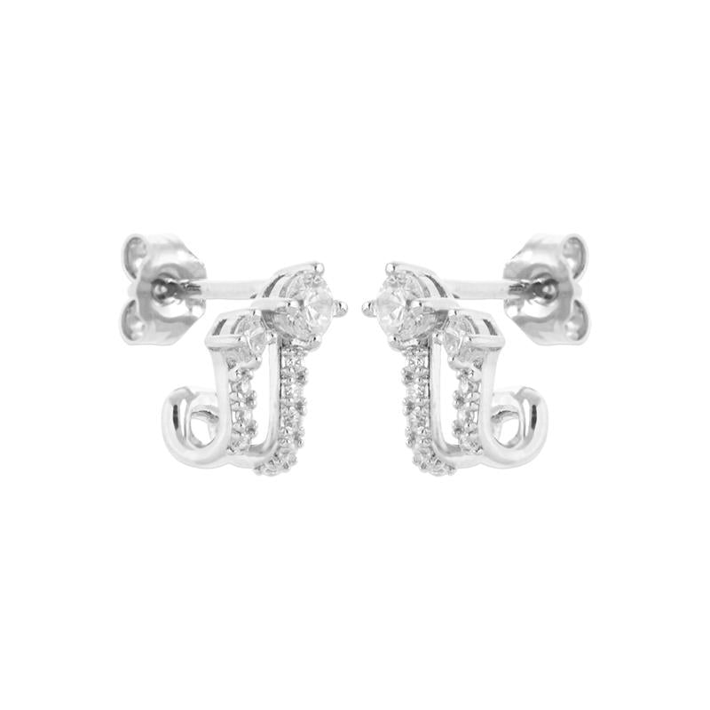 Boucles d’oreilles effet double argent